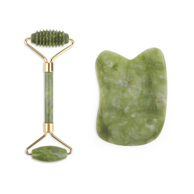 2db Xiuyu arcmasszírozó Jade Roller Gua Sha készlet Valódi természetes jade arcápoló görgő öregedésgátló arc szépség szett szemekre nyak testre