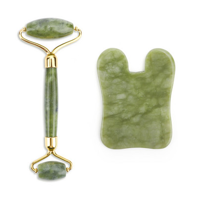 2db Xiuyu arcmasszírozó Jade Roller Gua Sha készlet Valódi természetes jade arcápoló görgő öregedésgátló arc szépség szett szemekre nyak testre