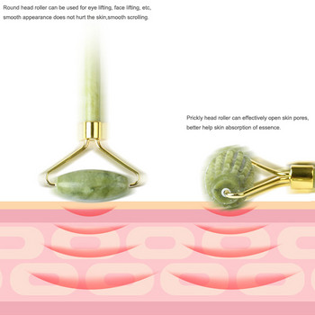 3 ΤΕΜ/Σετ Μασάζ με ρολό νεφρίτη για σώμα προσώπου Gua Sha Jade Stone Face Care Roller Μασάζ προσώπου Beauty Health Skin Care Tools