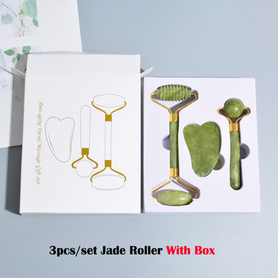 3PCS/Set Valjak od žada za lice Tijelo Gua Sha Valjak od žada za njegu lica Masažer za lice Ljepota Zdravlje Alati za njegu kože
