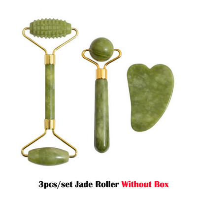 3PCS/Set Valjak od žada za lice Tijelo Gua Sha Valjak od žada za njegu lica Masažer za lice Ljepota Zdravlje Alati za njegu kože