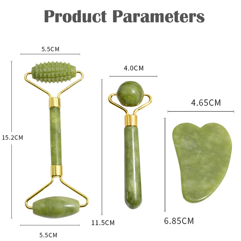 3PCS/Set Valjak od žada za lice Tijelo Gua Sha Valjak od žada za njegu lica Masažer za lice Ljepota Zdravlje Alati za njegu kože
