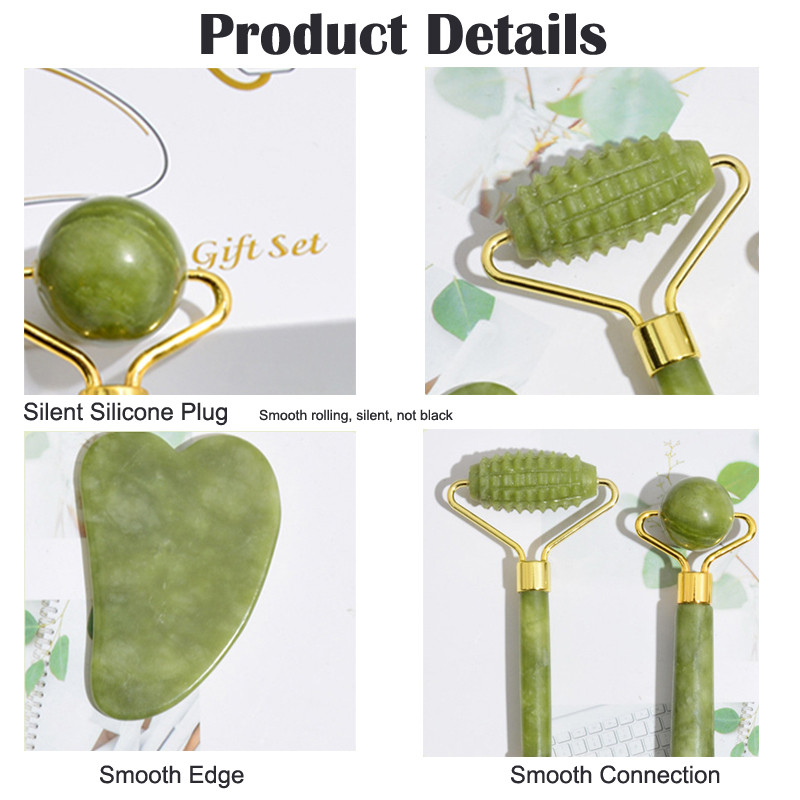 3PCS/Set Valjak od žada za lice Tijelo Gua Sha Valjak od žada za njegu lica Masažer za lice Ljepota Zdravlje Alati za njegu kože