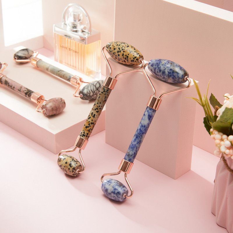 Natūralus nefrito ritininis masažuoklis, guašo grandiklis veidui, veido odos priežiūros priemonė Veido volelis kūno nugaros grožiui pakeliantis masažuoklio volelis