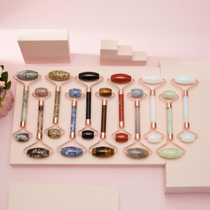 Natūralus nefrito ritininis masažuoklis, guašo grandiklis veidui, veido odos priežiūros priemonė Veido volelis kūno nugaros grožiui pakeliantis masažuoklio volelis