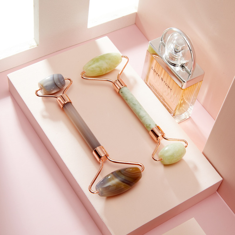 Natūralus nefrito ritininis masažuoklis, guašo grandiklis veidui, veido odos priežiūros priemonė Veido volelis kūno nugaros grožiui pakeliantis masažuoklio volelis