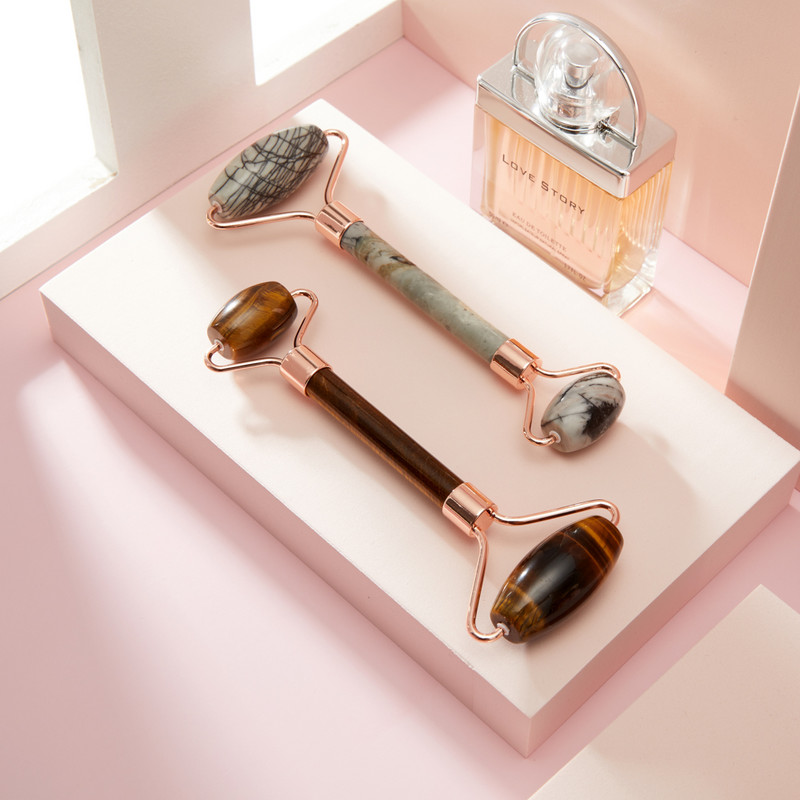 Natūralus nefrito ritininis masažuoklis, guašo grandiklis veidui, veido odos priežiūros priemonė Veido volelis kūno nugaros grožiui pakeliantis masažuoklio volelis