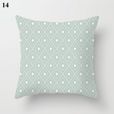 Világoskék absztrakt geometrikus párnahuzat zöld menta modern geometriájú boho párnák kerti kanapé párnahuzat nappaliba 45x45