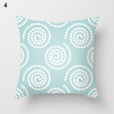 Világoskék absztrakt geometrikus párnahuzat zöld menta modern geometriájú boho párnák kerti kanapé párnahuzat nappaliba 45x45