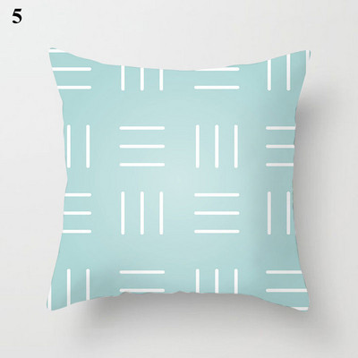 Világoskék absztrakt geometrikus párnahuzat zöld menta modern geometriájú boho párnák kerti kanapé párnahuzat nappaliba 45x45