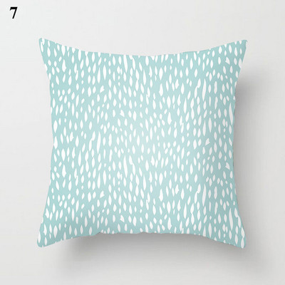 Világoskék absztrakt geometrikus párnahuzat zöld menta modern geometriájú boho párnák kerti kanapé párnahuzat nappaliba 45x45