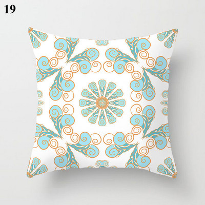 Világoskék absztrakt geometrikus párnahuzat zöld menta modern geometriájú boho párnák kerti kanapé párnahuzat nappaliba 45x45