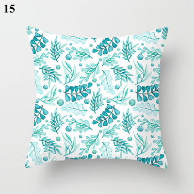 Világoskék absztrakt geometrikus párnahuzat zöld menta modern geometriájú boho párnák kerti kanapé párnahuzat nappaliba 45x45