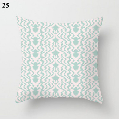 Világoskék absztrakt geometrikus párnahuzat zöld menta modern geometriájú boho párnák kerti kanapé párnahuzat nappaliba 45x45