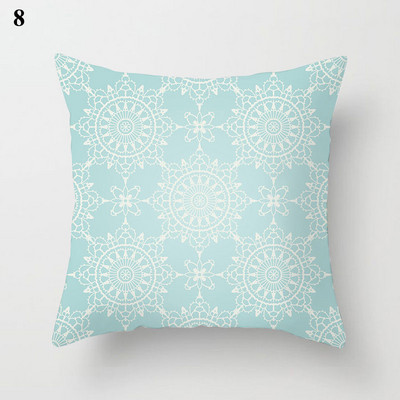 Világoskék absztrakt geometrikus párnahuzat zöld menta modern geometriájú boho párnák kerti kanapé párnahuzat nappaliba 45x45