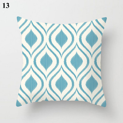 Világoskék absztrakt geometrikus párnahuzat zöld menta modern geometriájú boho párnák kerti kanapé párnahuzat nappaliba 45x45