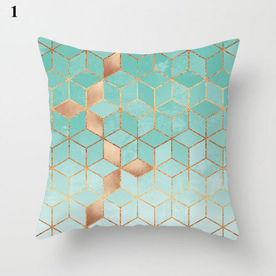 Világoskék absztrakt geometrikus párnahuzat zöld menta modern geometriájú boho párnák kerti kanapé párnahuzat nappaliba 45x45