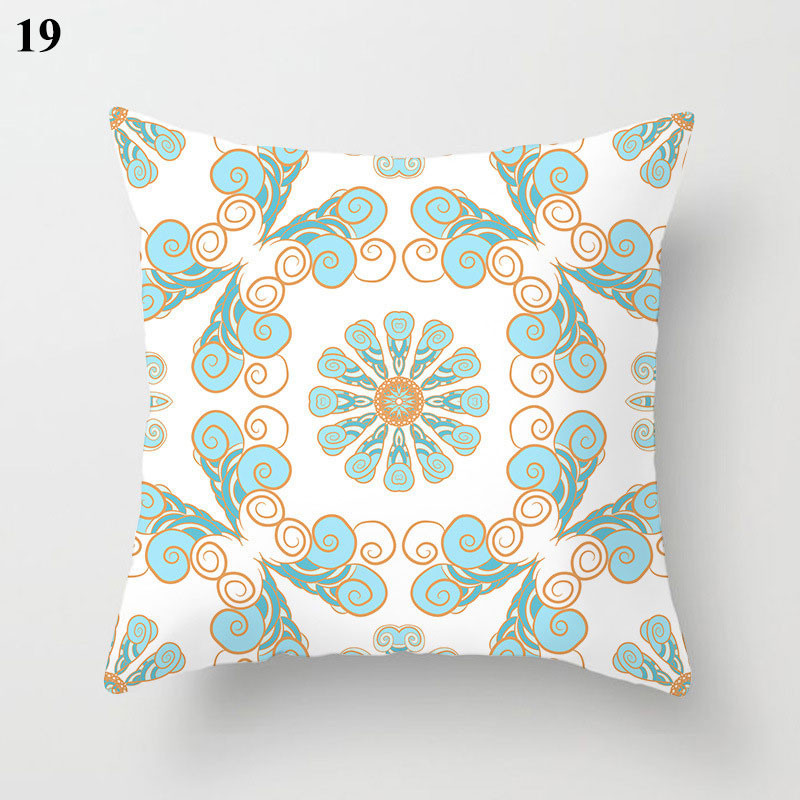 Világoskék absztrakt geometrikus párnahuzat zöld menta modern geometriájú boho párnák kerti kanapé párnahuzat nappaliba 45x45