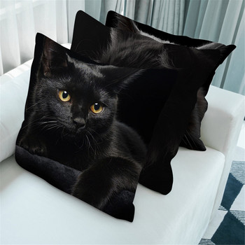Сладка черна котка Калъфка за възглавница Карикатура Забавни снимки Печатни Декорация за хол Домашен диван Стол Прегръщане Калъфка за възглавница 45x45
