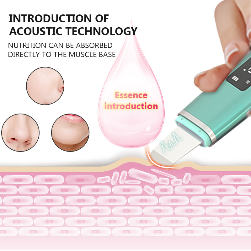 Ultrahangos bőrradír Arcradír 3 színű mitesszer eltávolító pórustisztító ultrahangos arctisztító elektromos peeling spatula