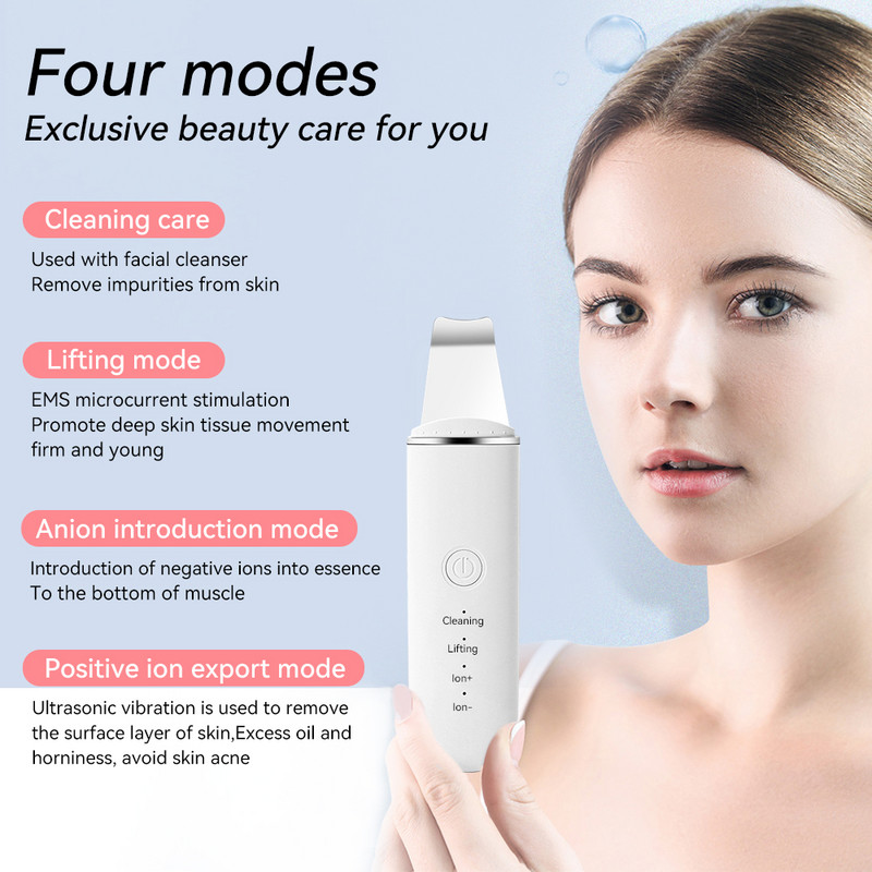 Ultrahangos arcbőrradír vibrációs orr spatula mitesszer eltávolító súroló lapát Tiszta kavitációs peeling arc lifting
