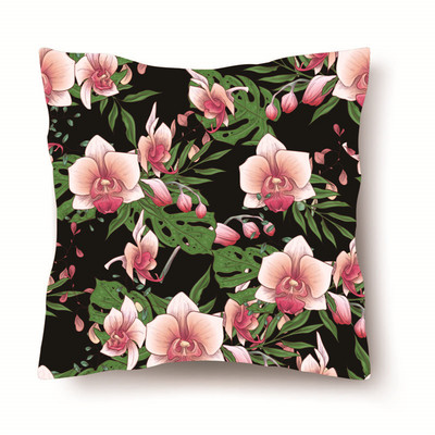 Jastučnica s tropskim biljkama Prilagodljive kratke plišane jastučnice Jastučnica za automobil od kože breskve, navlaka za krevet