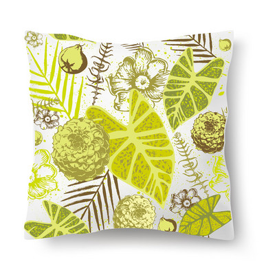 Jastučnica s tropskim biljkama Prilagodljive kratke plišane jastučnice Jastučnica za automobil od kože breskve, navlaka za krevet