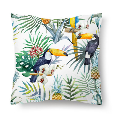 Jastučnica s tropskim biljkama Prilagodljive kratke plišane jastučnice Jastučnica za automobil od kože breskve, navlaka za krevet