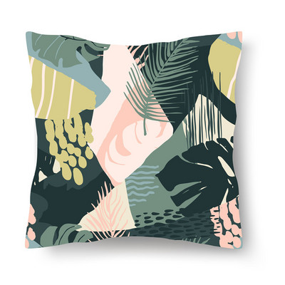 Jastučnica s tropskim biljkama Prilagodljive kratke plišane jastučnice Jastučnica za automobil od kože breskve, navlaka za krevet