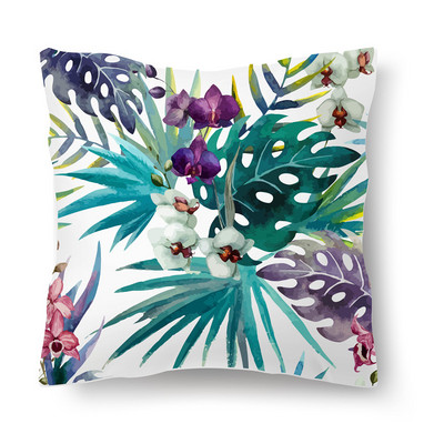 Jastučnica s tropskim biljkama Prilagodljive kratke plišane jastučnice Jastučnica za automobil od kože breskve, navlaka za krevet