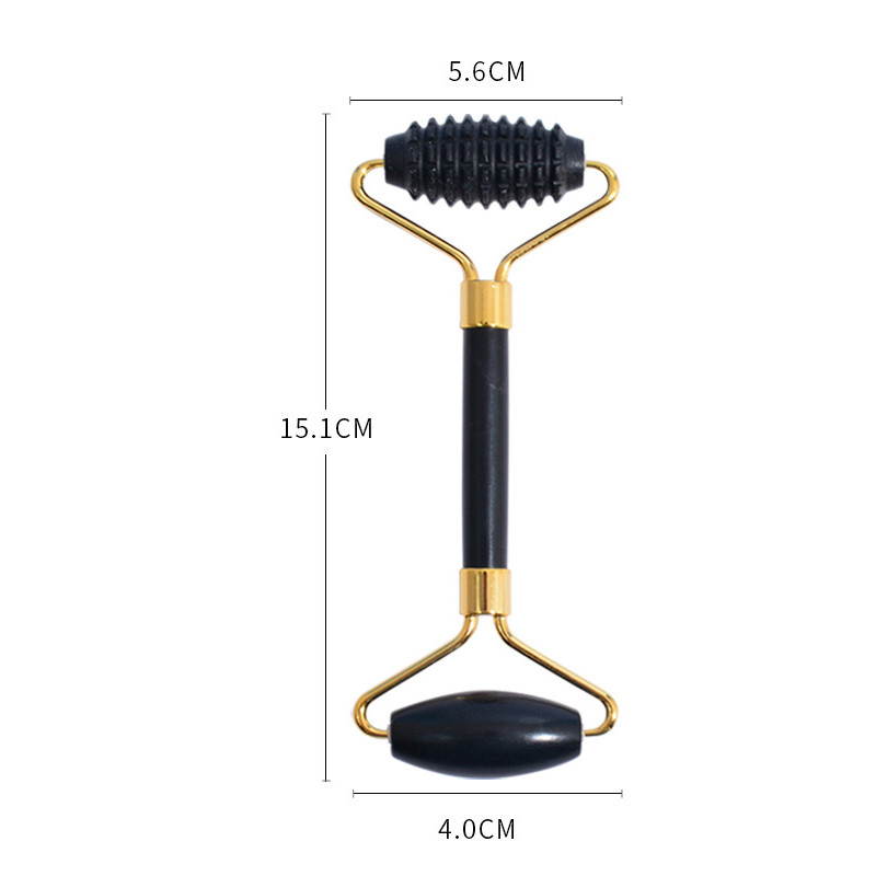 3 vnt Obsidian Natural Jade Roller veido masažuoklis Gua Sha rinkinys kūno guašo grandiklis veidui Jade masažuoklis veido pakėlimas Gua Sha akmuo