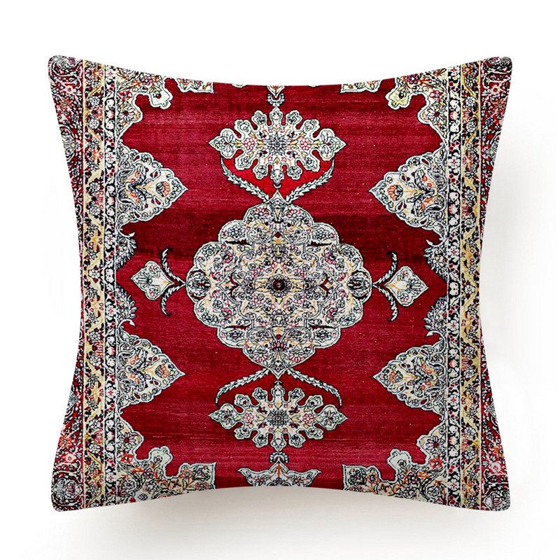 Față de pernă etnică indiană Față de pernă boemă roșie Morty Interior pentru decorațiuni interioare Perne decorative pentru canapea elegantă 40x40 45x45