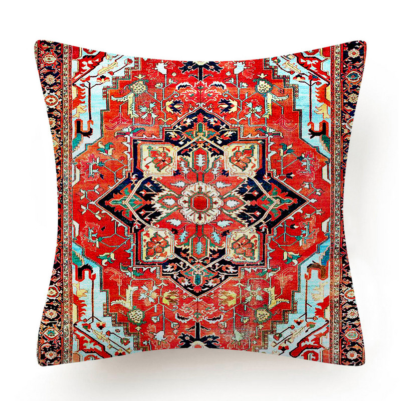 Față de pernă etnică indiană Față de pernă boemă roșie Morty Interior pentru decorațiuni interioare Perne decorative pentru canapea elegantă 40x40 45x45