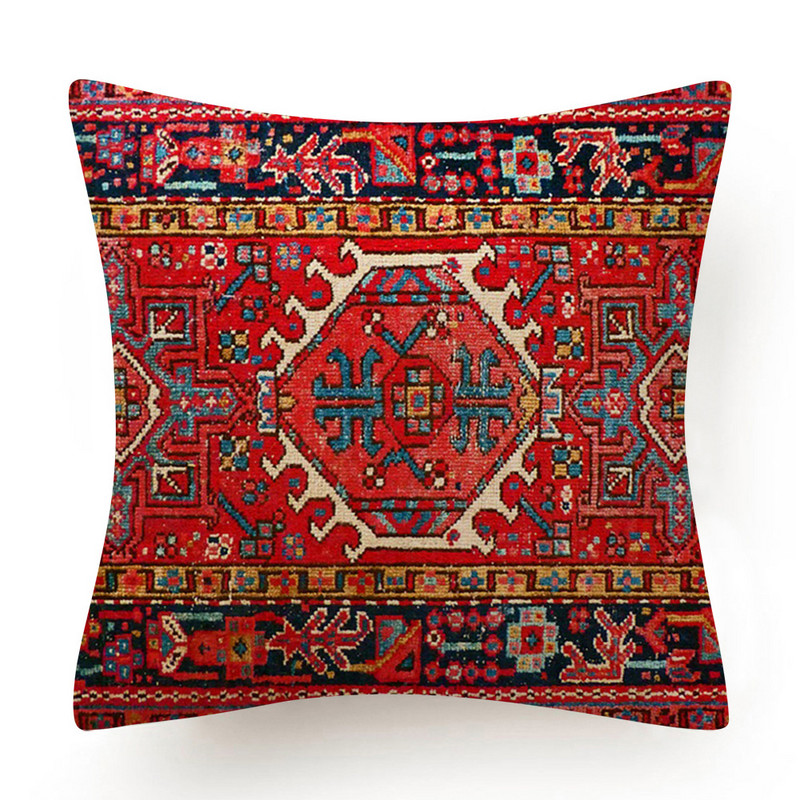Față de pernă etnică indiană Față de pernă boemă roșie Morty Interior pentru decorațiuni interioare Perne decorative pentru canapea elegantă 40x40 45x45
