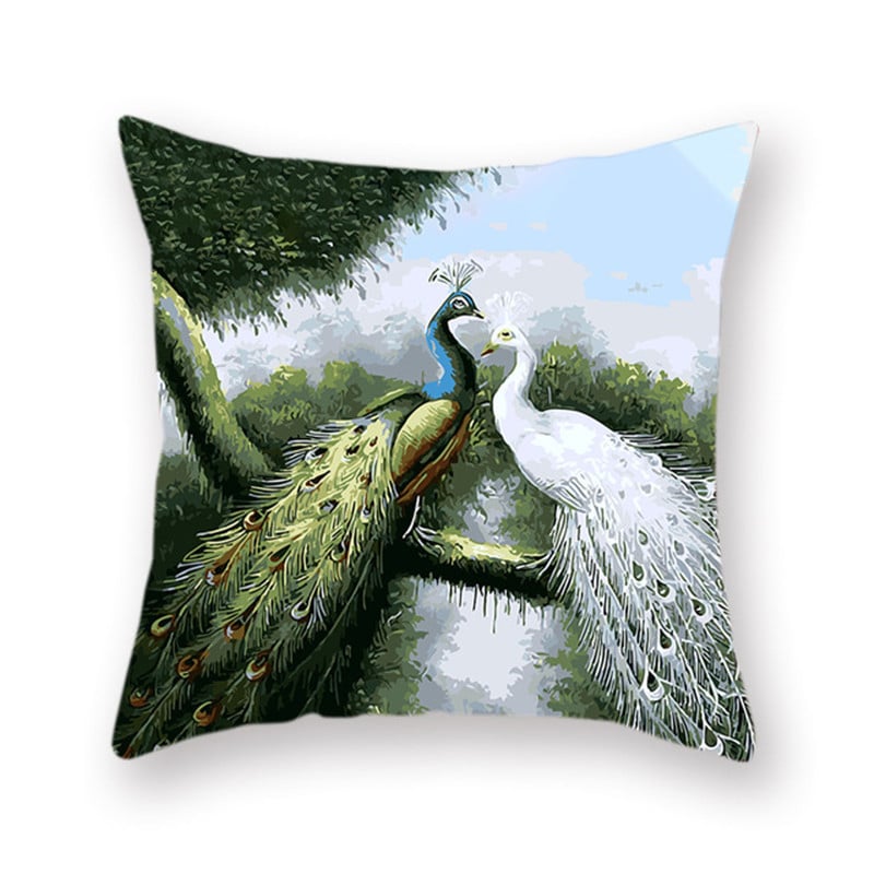 Beauty páva párnahuzat zöld toll párnahuzat Esztétikus lakberendezés Nappali dekoráció Kerti szék párnák 45x45 40x40