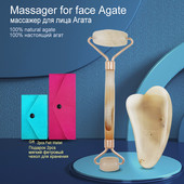 Gua Sha guašo grandiklis Jade Roller Agat rinkinys Veido masažas Kūno Kaklo Lifting Tighten Liekninamas Masažas veidui