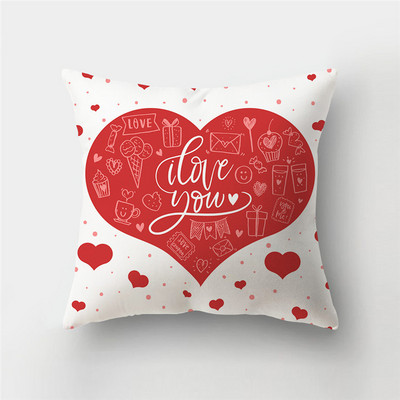 Új design Valentin-napi párnahuzatok Love Heart Printing kanapé párna párnahuzatok 45x45cm poliészter párnahuzat lakberendezés
