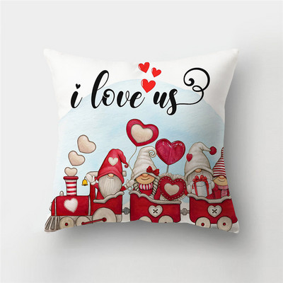 Új design Valentin-napi párnahuzatok Love Heart Printing kanapé párna párnahuzatok 45x45cm poliészter párnahuzat lakberendezés