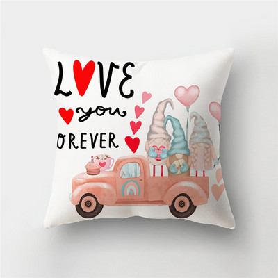 Új design Valentin-napi párnahuzatok Love Heart Printing kanapé párna párnahuzatok 45x45cm poliészter párnahuzat lakberendezés