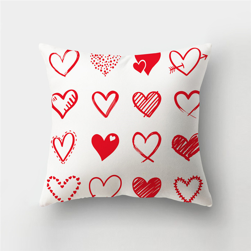 Új design Valentin-napi párnahuzatok Love Heart Printing kanapé párna párnahuzatok 45x45cm poliészter párnahuzat lakberendezés