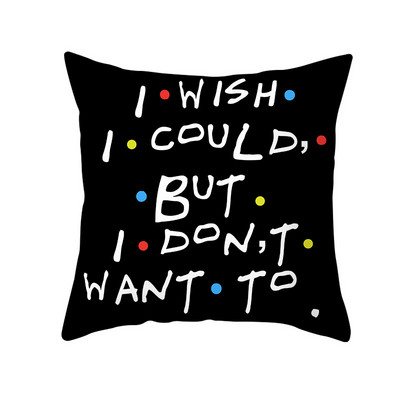 Smiješna crna slova Jastučnica Sofa Dnevni boravak Estetika Kvadratna jastučnica Dekoracija doma Poklon prijatelju Jastučnica 45x45 cm