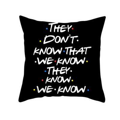 Smiješna crna slova Jastučnica Sofa Dnevni boravak Estetika Kvadratna jastučnica Dekoracija doma Poklon prijatelju Jastučnica 45x45 cm