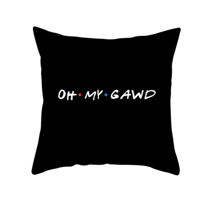 Smiješna crna slova Jastučnica Sofa Dnevni boravak Estetika Kvadratna jastučnica Dekoracija doma Poklon prijatelju Jastučnica 45x45 cm