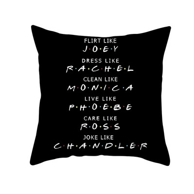 Smiješna crna slova Jastučnica Sofa Dnevni boravak Estetika Kvadratna jastučnica Dekoracija doma Poklon prijatelju Jastučnica 45x45 cm