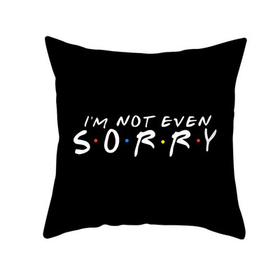 Smiješna crna slova Jastučnica Sofa Dnevni boravak Estetika Kvadratna jastučnica Dekoracija doma Poklon prijatelju Jastučnica 45x45 cm