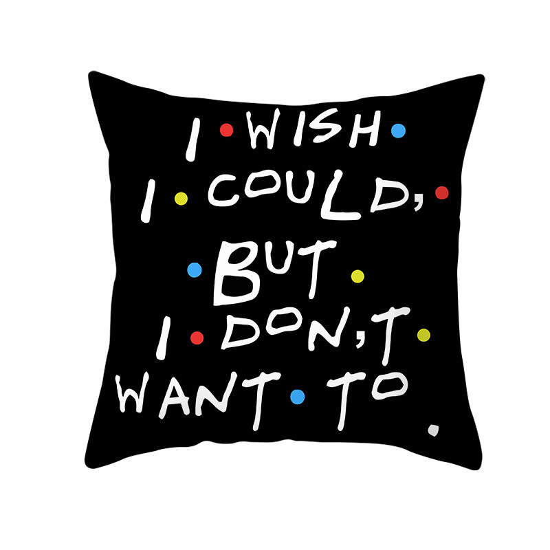 Smiješna crna slova Jastučnica Sofa Dnevni boravak Estetika Kvadratna jastučnica Dekoracija doma Poklon prijatelju Jastučnica 45x45 cm