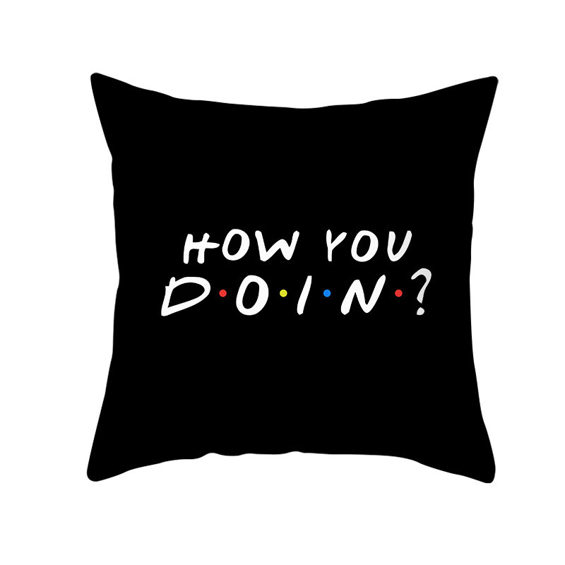 Smiješna crna slova Jastučnica Sofa Dnevni boravak Estetika Kvadratna jastučnica Dekoracija doma Poklon prijatelju Jastučnica 45x45 cm