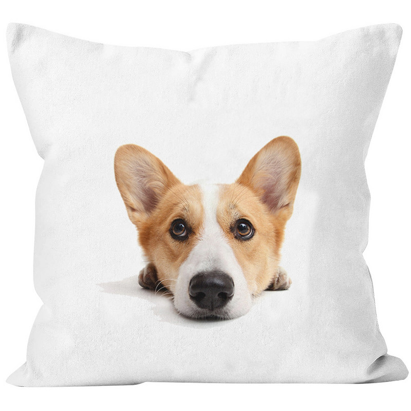 3D fehér prémium párnahuzat háziállatok kutya corgi fehér párnahuzatok kanapé autó nappali dekor 40x40 45x45 átölelhető párnahuzatok