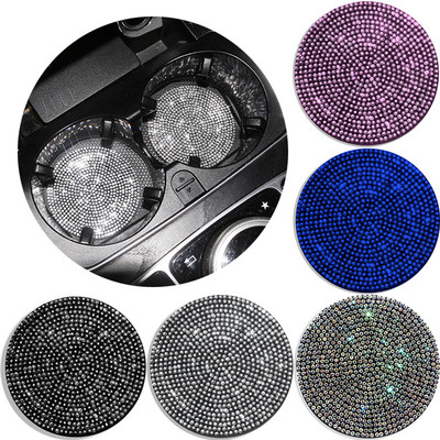 Multifunctional Car Diamond Coaster Water Cup Slot Non-Slip Mat Silica Pad Cup Holder Mat Auto Interior Decoration Accessories