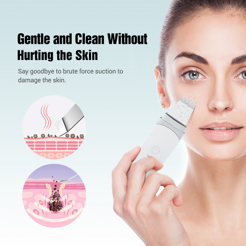 Ultrahangos bőrradír EMS arc spatula mitesszer eltávolító mély arctisztító lift gépi peeling lapátos pórustisztító